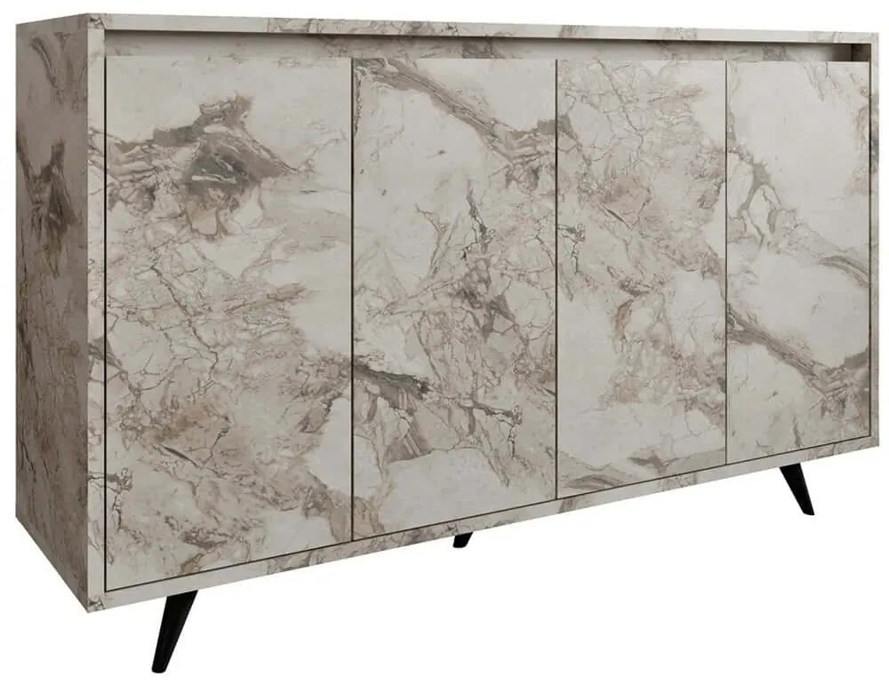 Μπουφές Shans 811MDD4156 140x40x86cm Marble Effect White Μοριοσανίδα, Μελαμίνη