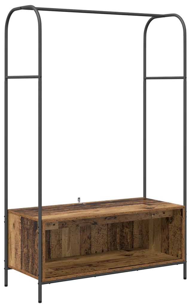 vidaXL Ράγα Ρούχων με Ράφια Παλιού Ξύλου 100x44x160 εκ.