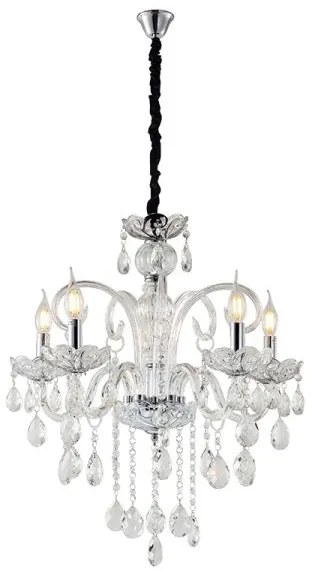 Artekko Chandelier Πολυέλαιος 5φωτος Διάφανο Κρύσταλλο (60x60x60)cm