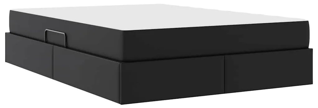 vidaXL Κρεβάτι με αποθηκευτικό χώρο και στρώμα 2 pcs Μαύρο Δέρμα