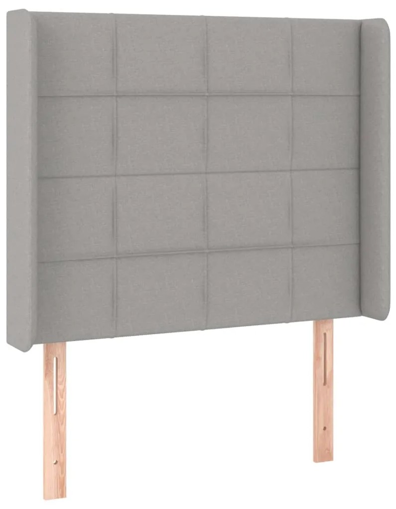 vidaXL Κρεβάτι Boxspring με Στρώμα &amp; LED Αν.Γκρι 90x200 εκ. Υφασμάτινο