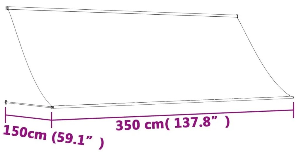 Τέντα Συρόμενη Ανθρακί 350 x 150 εκ. από Ύφασμα και Ατσάλι - Ανθρακί