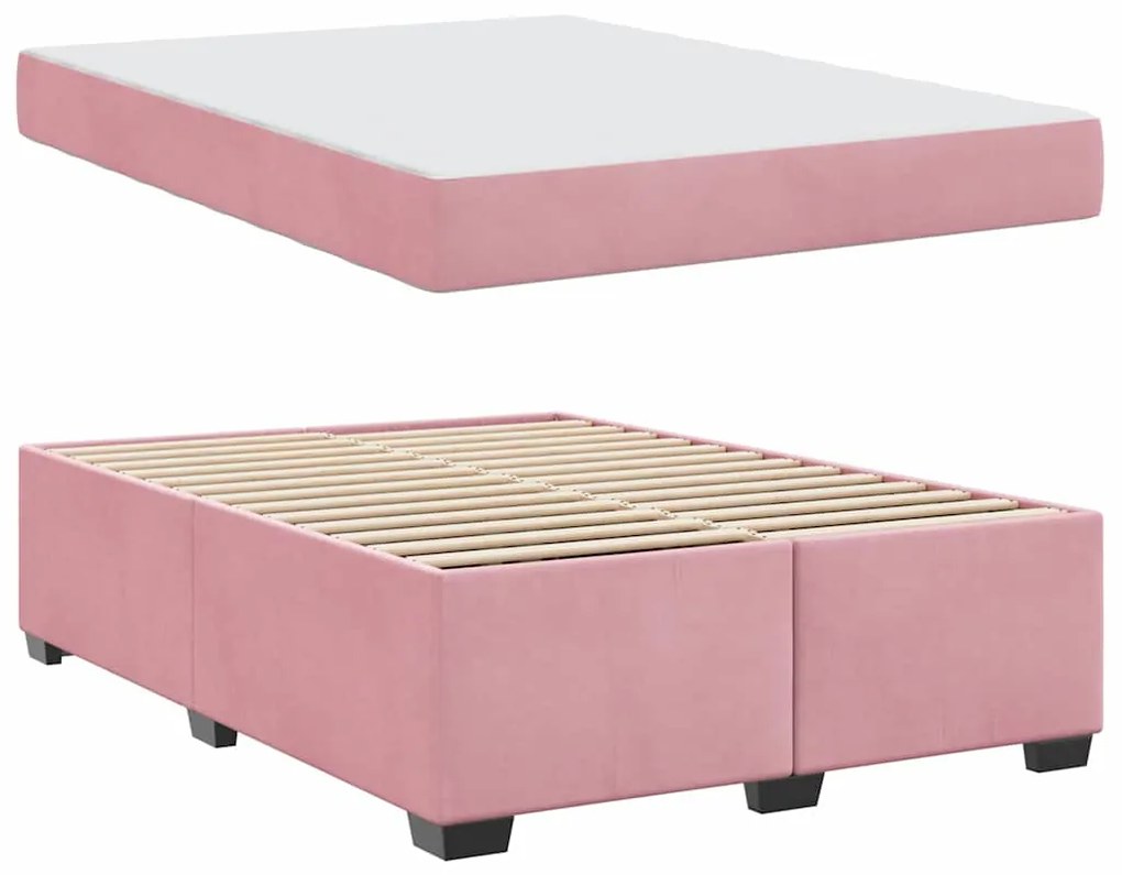 vidaXL Σκελετός Κρεβατιού με στρώμα Ροζ 140 x 200 cm ύφασμα