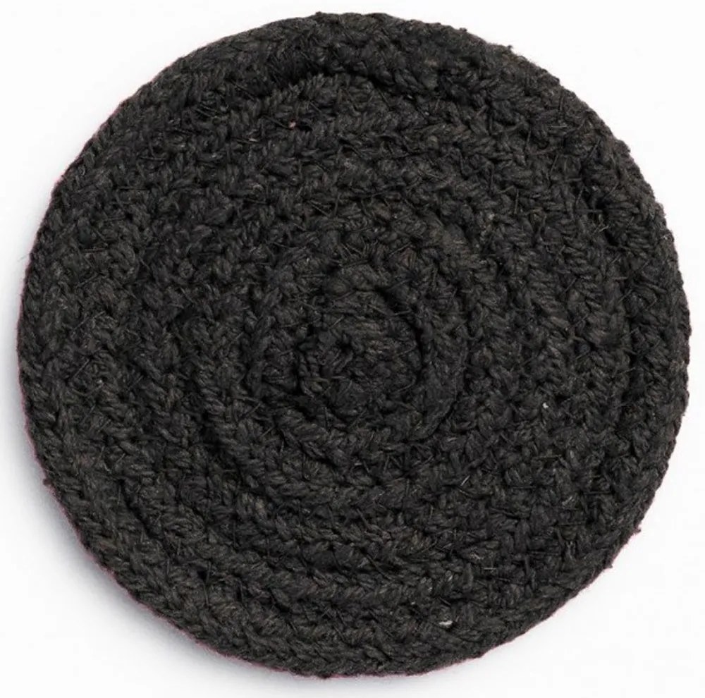 Σουβέρ Vera Blue (Σετ 4Τμχ) LBTCAVERA10NEG Φ10cm Black Calma House 100% Βαμβάκι