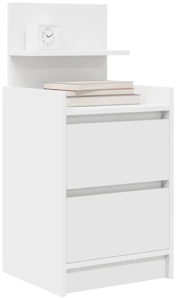 vidaXL Κομοδίνα με 2 συρτάρια 2 τεμάχια Λευκό 38x34x80 εκ.