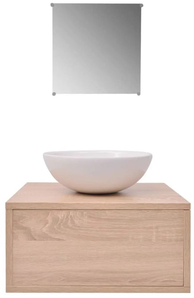 vidaXL Σετ Επίπλων Μπάνιου 4 τεμ. Μπεζ με Νιπτήρα και Μπαταρία