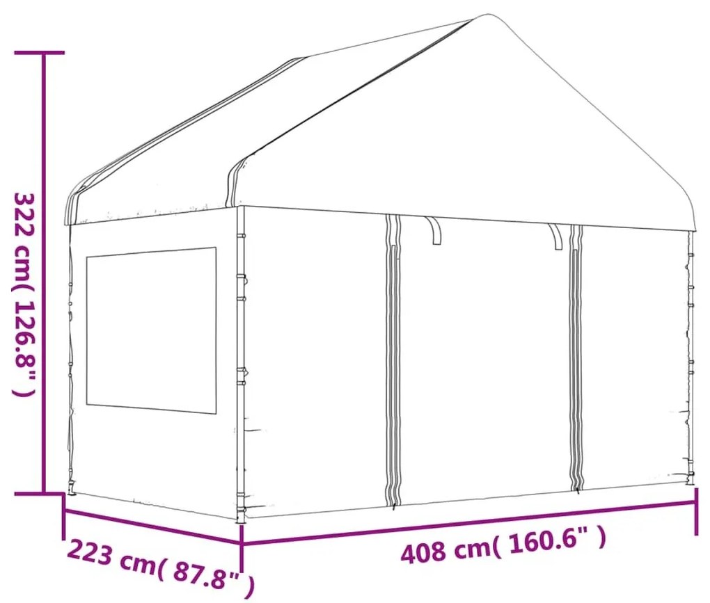 Κιόσκι με Τέντα Λευκό 15,61 x 4,08 x 3,22 μ. από Πολυαιθυλένιο - Λευκό