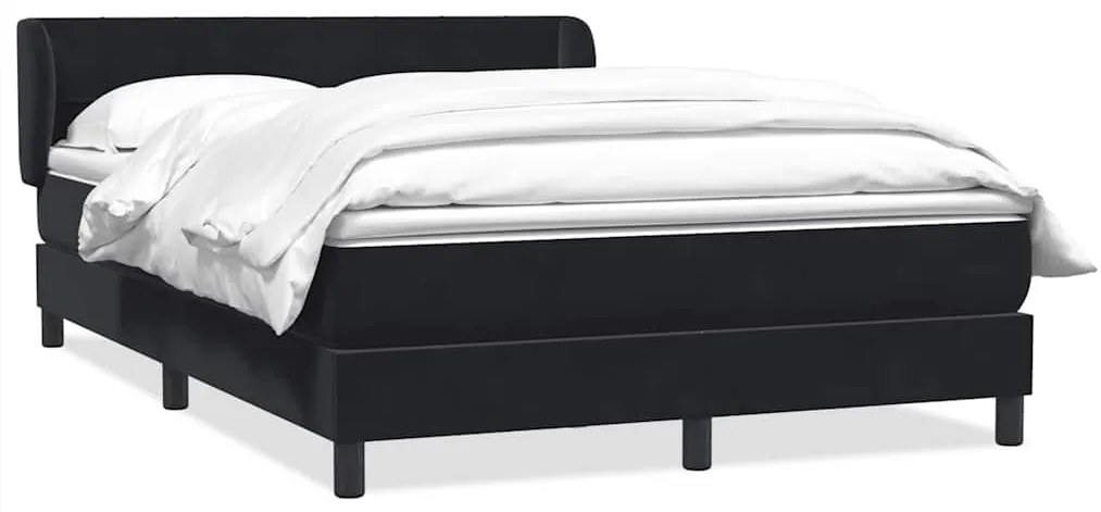 vidaXL Κρεβάτι Boxspring με Στρώμα Μαύρο 1140x210 εκ. Βελούδινο