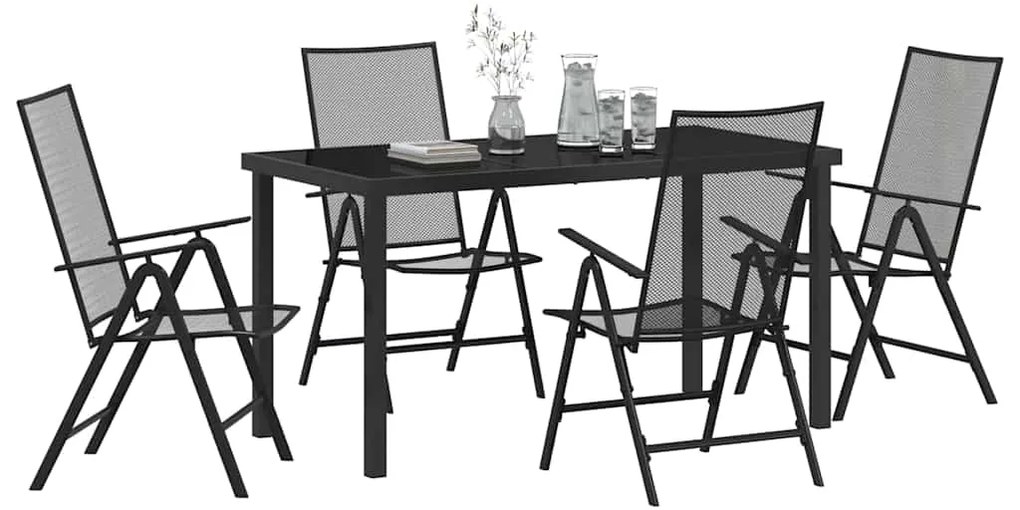 vidaXL Σέτ φαγητού για κήπο Πτυσσόμενος 5 pcs Ανθρακί Ατσάλι