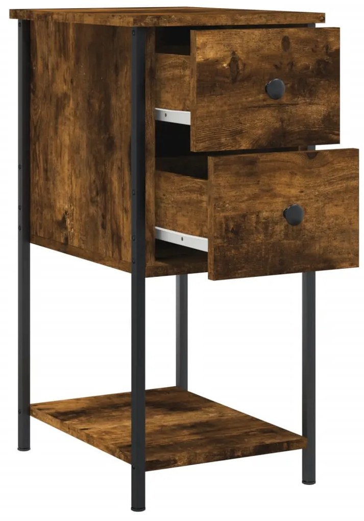 vidaXL Κομοδίνα 2 Τεμ. Καπνιστή Δρυς 32x42x70 εκ. Επεξεργασμένο Ξύλο