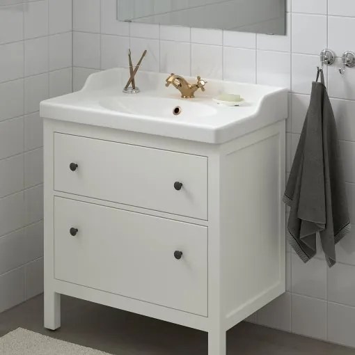 HEMNES/RUTSJON βάση νιπτήρα με συρτάρια/νιπτήρα/μπαταρία, 82x49x95 cm 195.468.40