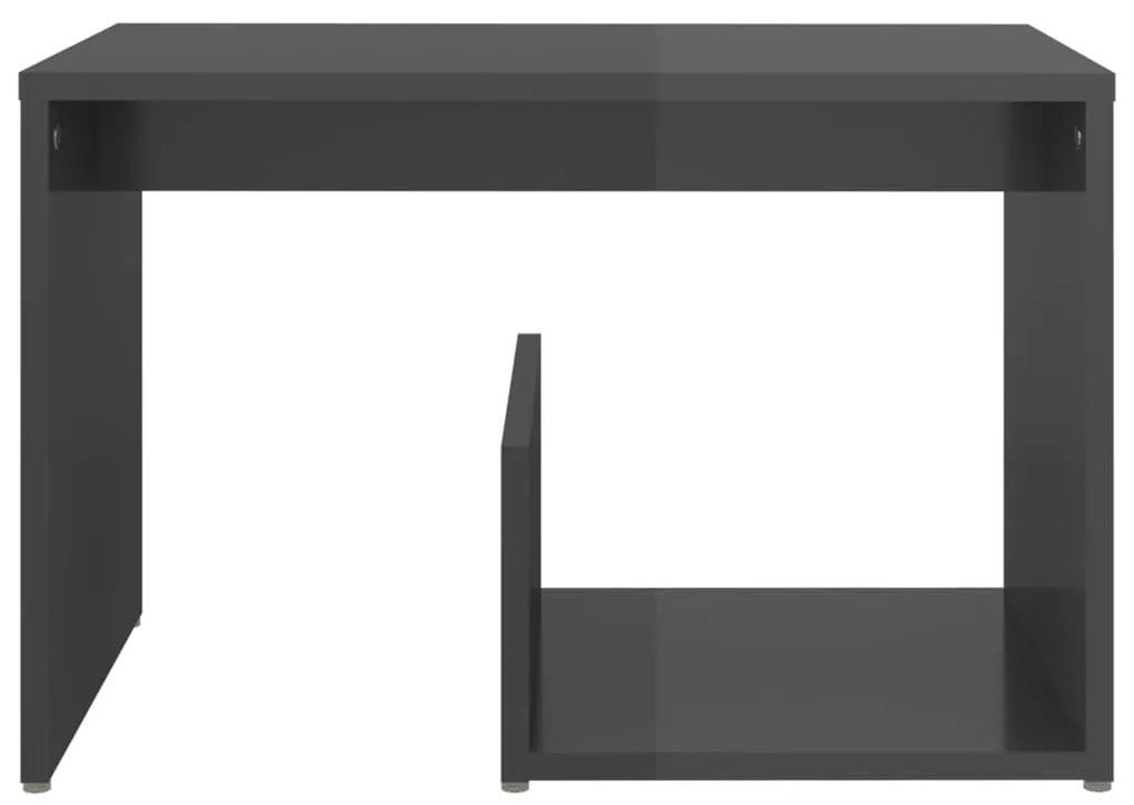 vidaXL Τραπέζι Βοηθητικό Γυαλιστερό Γκρι 59 x 36 x 38 εκ. Μοριοσανίδα