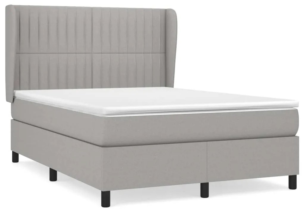 Κρεβάτι Boxspring με Στρώμα Ανοιχτό Γκρι 140x200 εκ. Υφασμάτινο - Γκρι