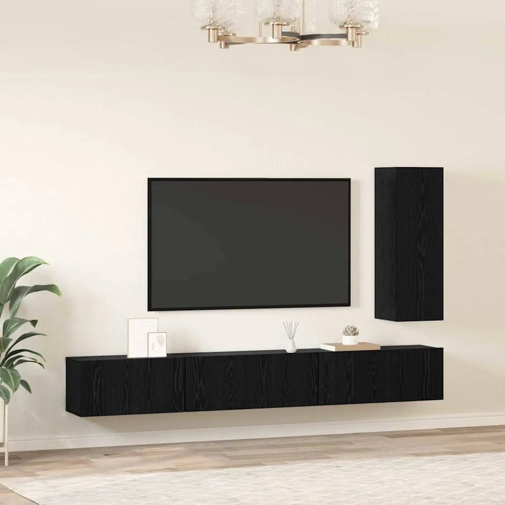 vidaXL Σετ επίπλου τηλεόρασης 4 pcs Μαύρη δρυς 30.5 x 30 x 90 cm