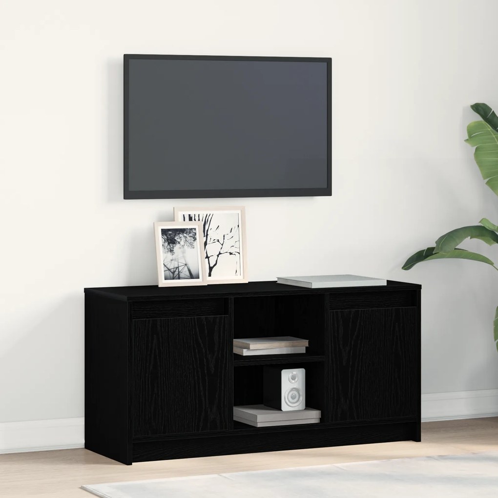 vidaXL Βάση Τηλεόρασης με LED Φώτα σε Μαύρο Δρυ, διαστάσεις 100x34x50 εκ, φτιαγμένη από επεξεργασμένο ξύλο