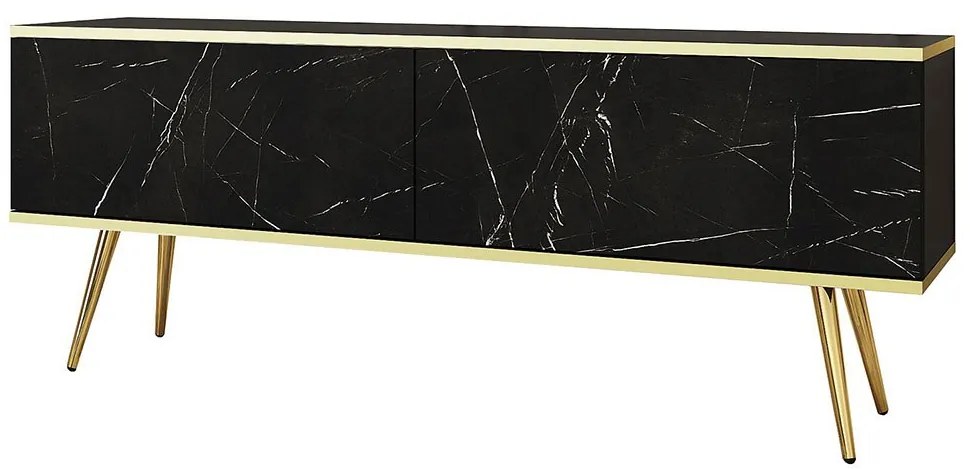 Έπιπλο Τηλεόρασης Oro STVm+GL 135x32x53cm Anthracite Marble-Gold