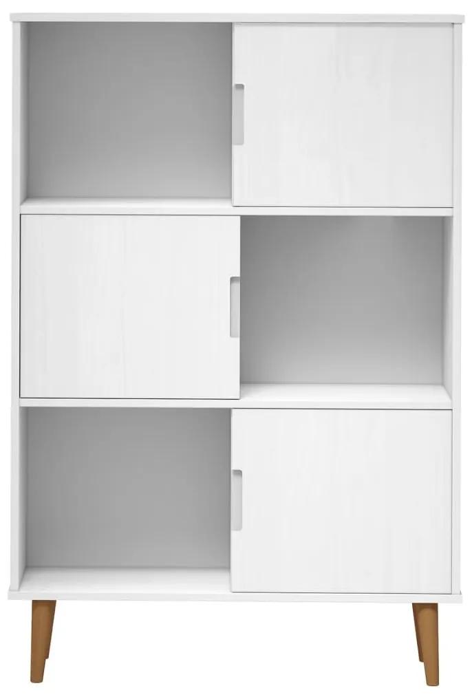 Βιβλιοθήκη MOLDE Λευκή 90x35x133,5 εκ. από Μασίφ Ξύλο Πεύκου - Λευκό