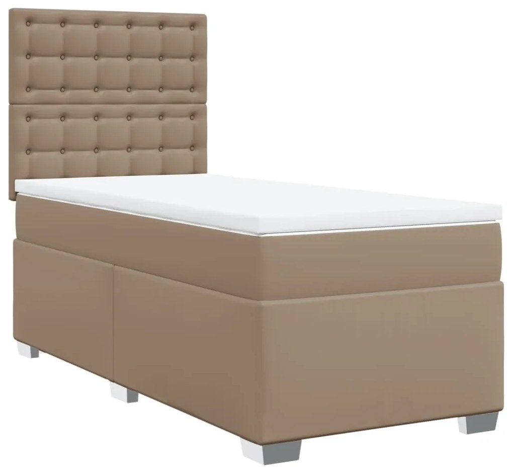 vidaXL Κρεβάτι Boxspring με Στρώμα Καπουτσίνο 80x200 εκ. Συνθ. Δέρμα