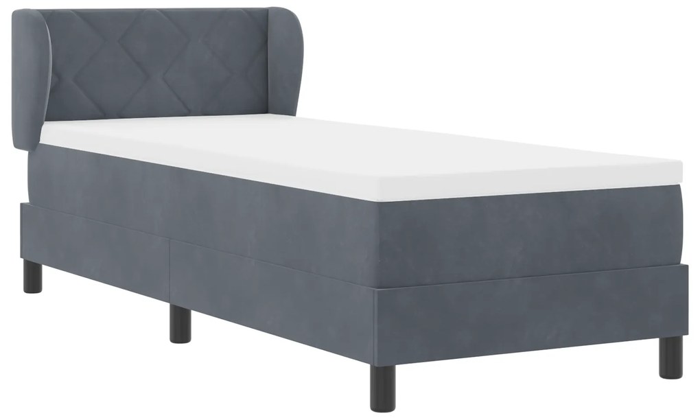 vidaXL Κρεβάτι Box Spring με Στρώμα Σκούρο Γκρι 80x200 εκ. Βελούδο