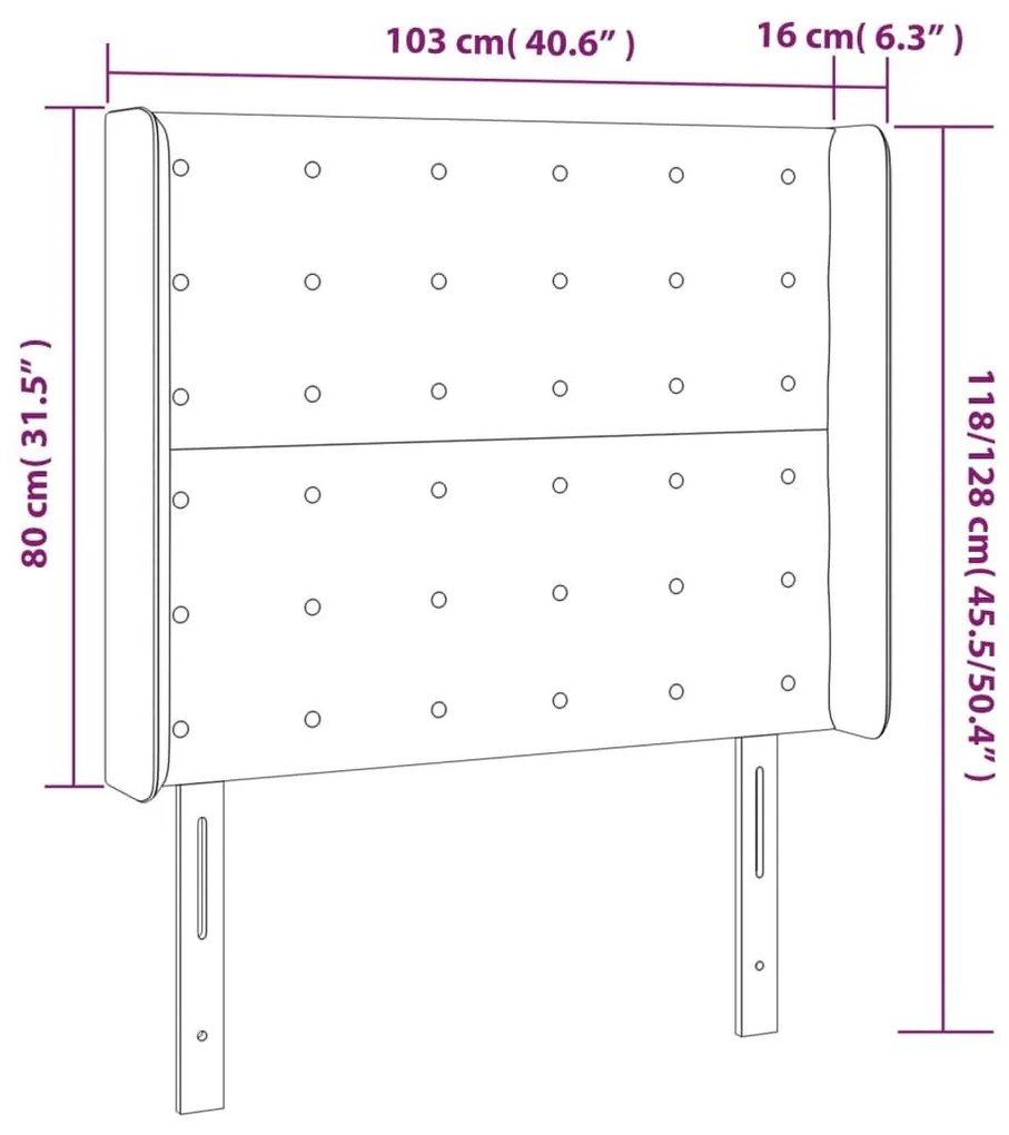 Κεφαλάρι με Πτερύγια Ροζ 103x16x118/128 εκ.Βελούδινο - Ροζ