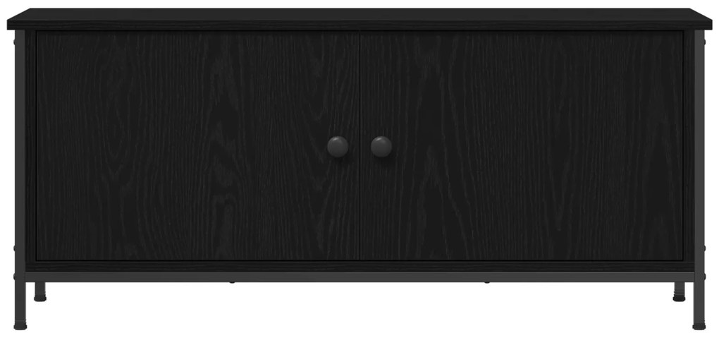 vidaXL TV Stand Μαύρης Δρυός Μαύρη δρυός Μοριοσανίδα, Μέταλλο
