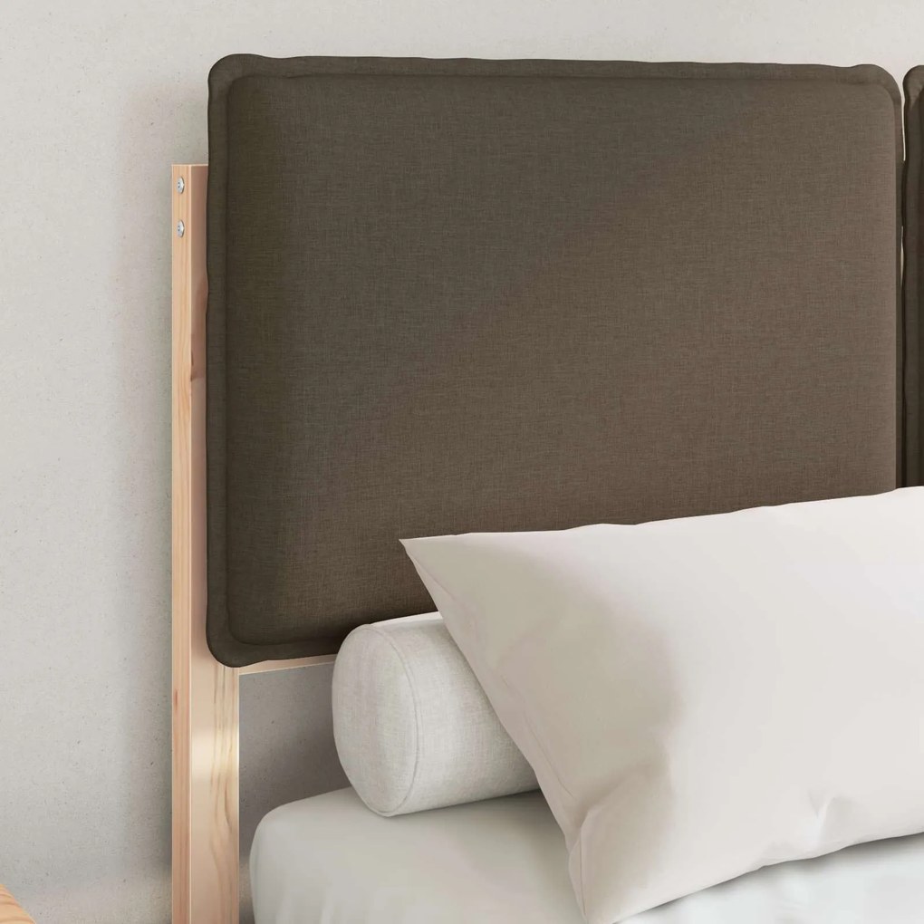 vidaXL Σκελετός Κρεβατιού με Επενδεδυμένο Κεφαλάρι Taupe 120 x 200 cm