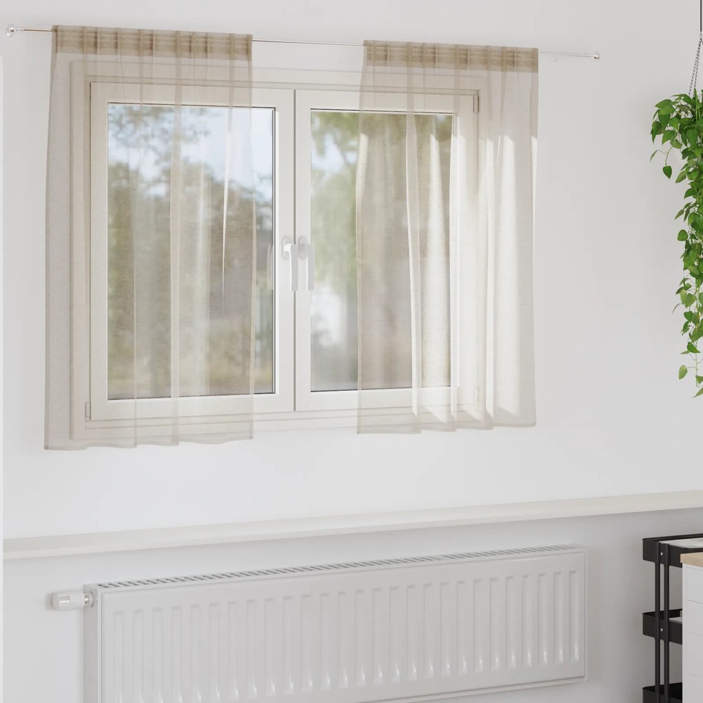 vidaXL Κουρτίνες με κουρτίνες 2 pcs Άμμος 140 x 140 εκ. Πολυεστέρας