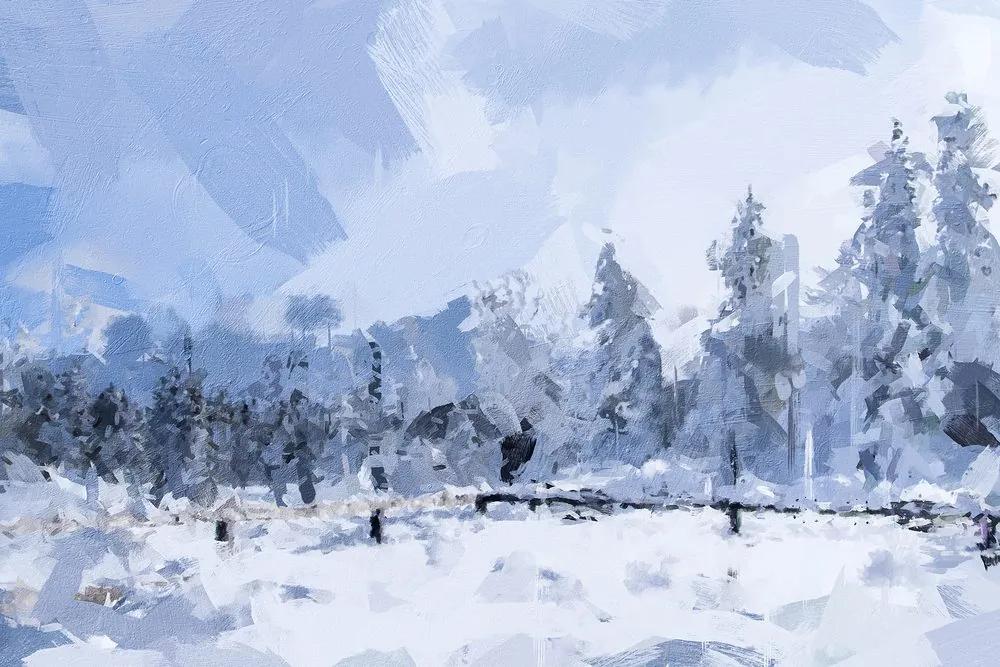 Εικόνα χιονιού στο δάσος - 120x80