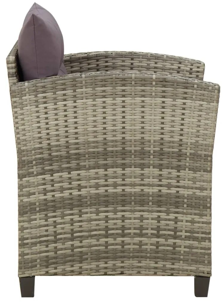 vidaXL Καρέκλα Κήπου Γκρι από Συνθετικό Ρατάν με Μαξιλάρια