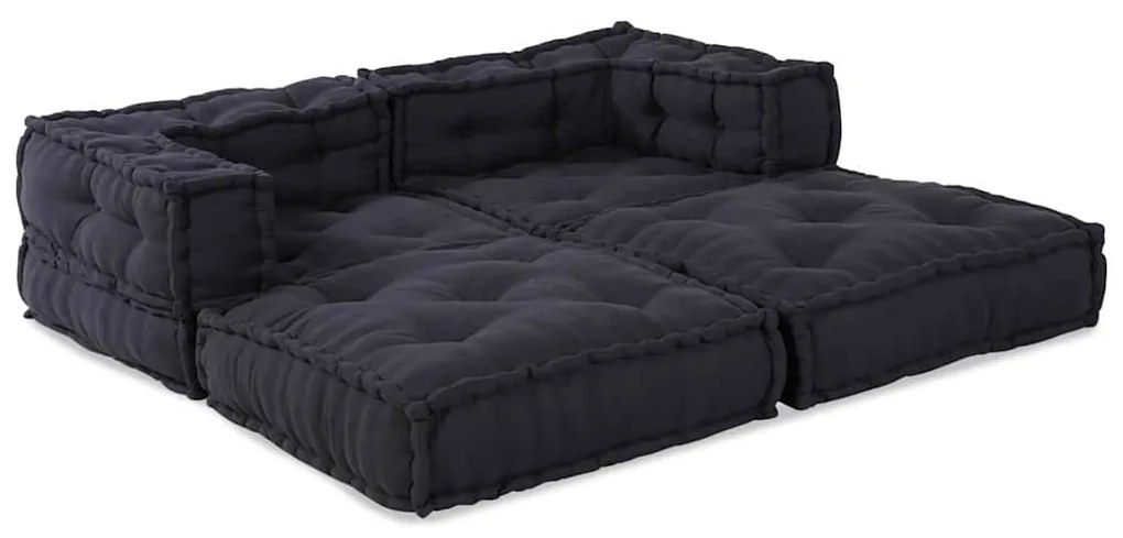 vidaXL Modular Pouffes - Σετ 2 σε Υφασμάτινη Ανθρακί