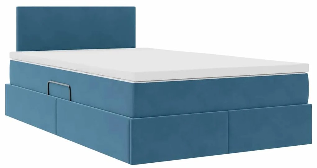 vidaXL Κρεβάτι Αποθήκης με στρώμα Σκούρο Μπλε 120 x 200 cm Βελούδο