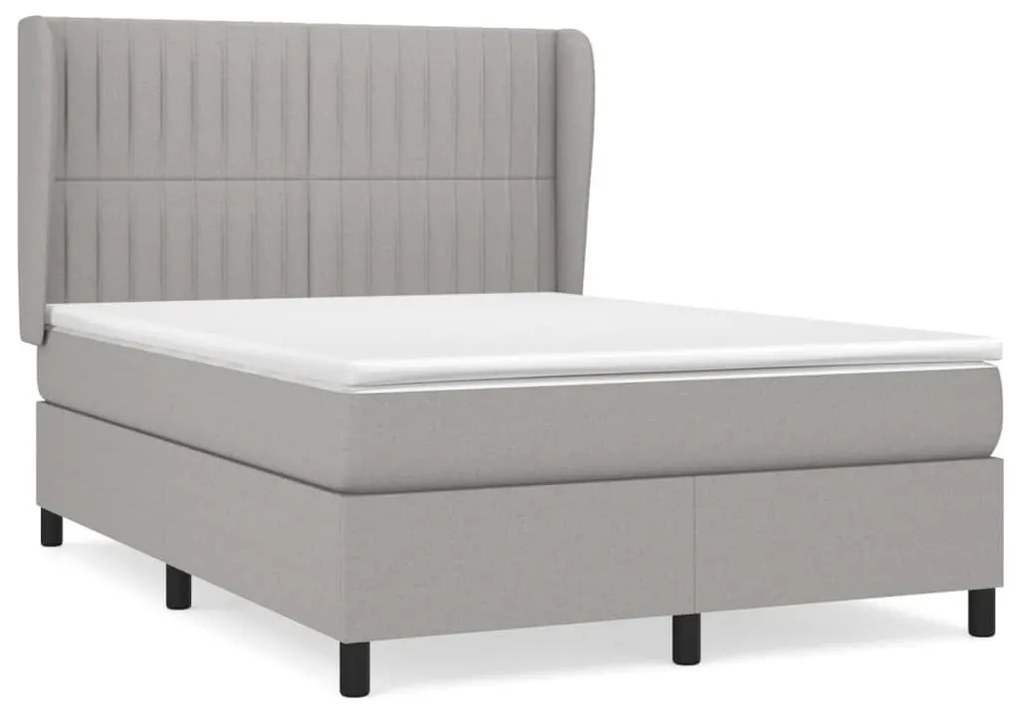 Κρεβάτι Boxspring με Στρώμα Ανοιχτό Γκρι 140x190 εκ. Υφασμάτινο - Γκρι