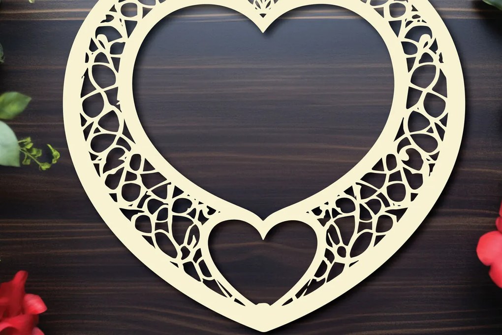 Σετ των 3 Intra απο ξύλο plywood 3mm-4mm πάχος -  Cricut Flower Heart  Cut Δίασταση 4x4 cm INTRAFABR-89654449