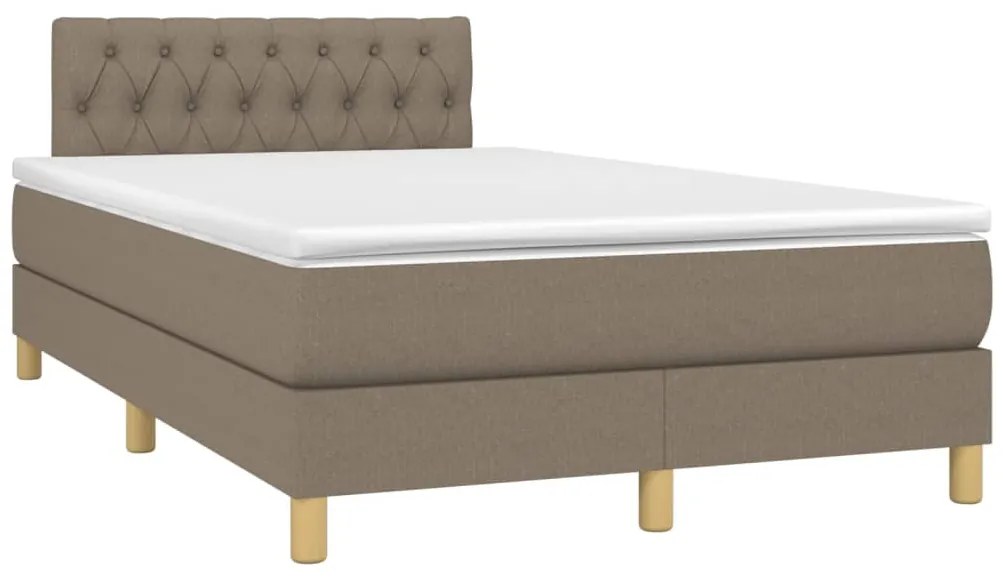 vidaXL Κρεβάτι Boxspring με Στρώμα &amp; LED Taupe 120x200 εκ. Υφασμάτινο