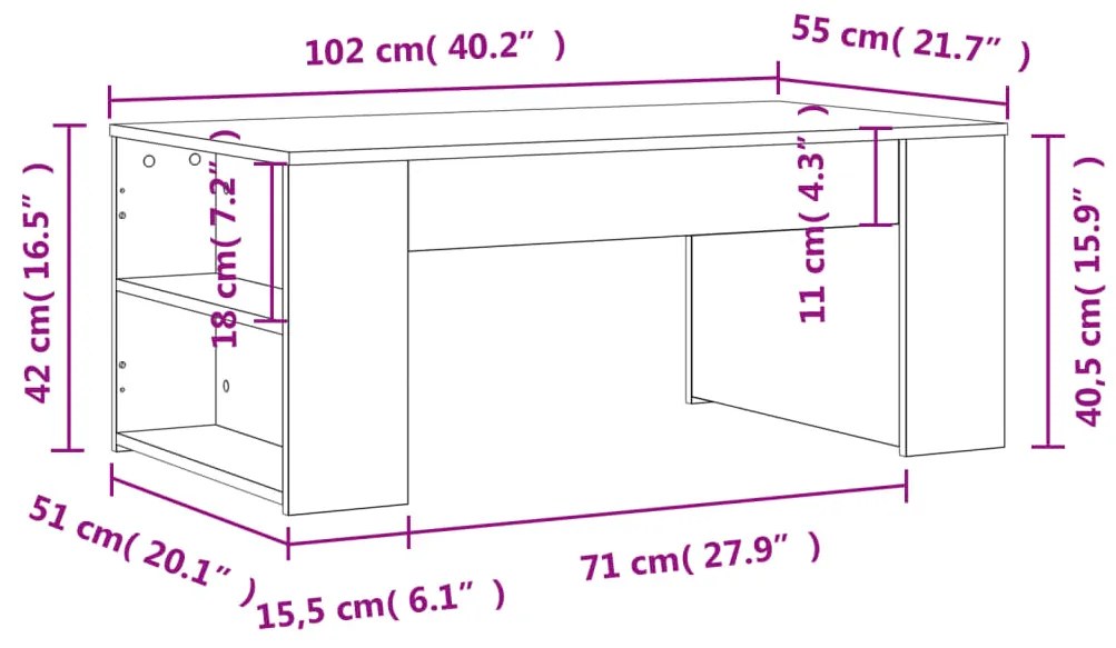 ΤΡΑΠΕΖΑΚΙ ΣΑΛΟΝΙΟΥ ΛΕΥΚΟ 102 X 55 X 42 ΕΚ. ΑΠΟ ΕΠΕΞΕΡΓ. ΞΥΛΟ 831853