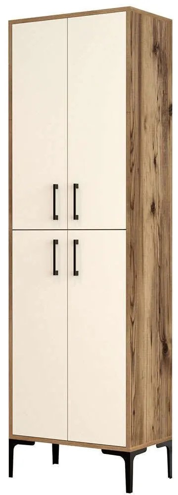 Παπουτσοθήκη Berlin 845HCT4105 60x35x200cm Walnut-Cream Μοριοσανίδα, Μέταλλο