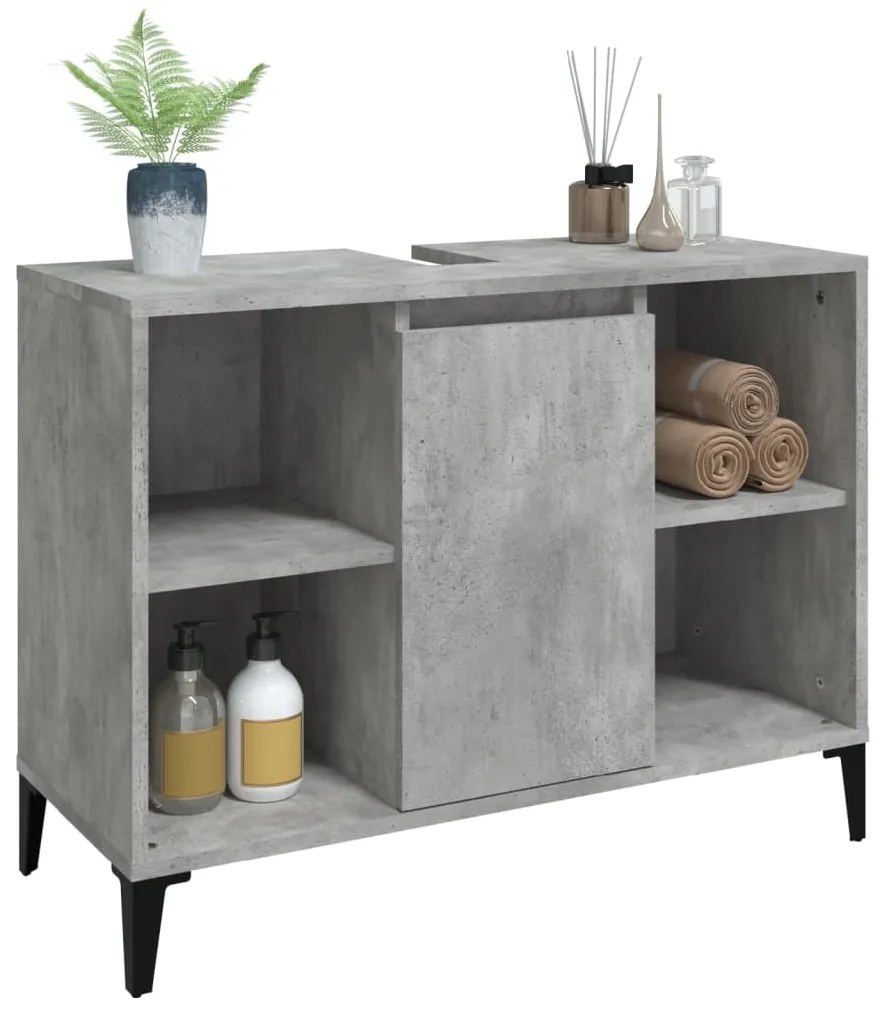 vidaXL Ντουλάπι Νιπτήρα Γκρι Σκυρ. 80 x 33 x 60 εκ. Επεξεργασμένο Ξύλο