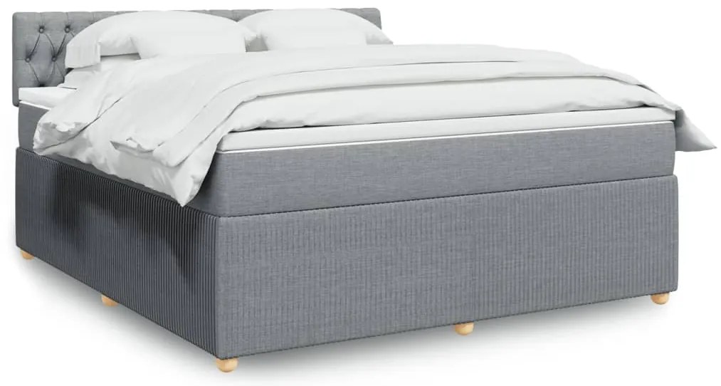 vidaXL Κρεβάτι Boxspring με Στρώμα Ανοιχτό Γκρι 180x200 εκ. Υφασμάτινο