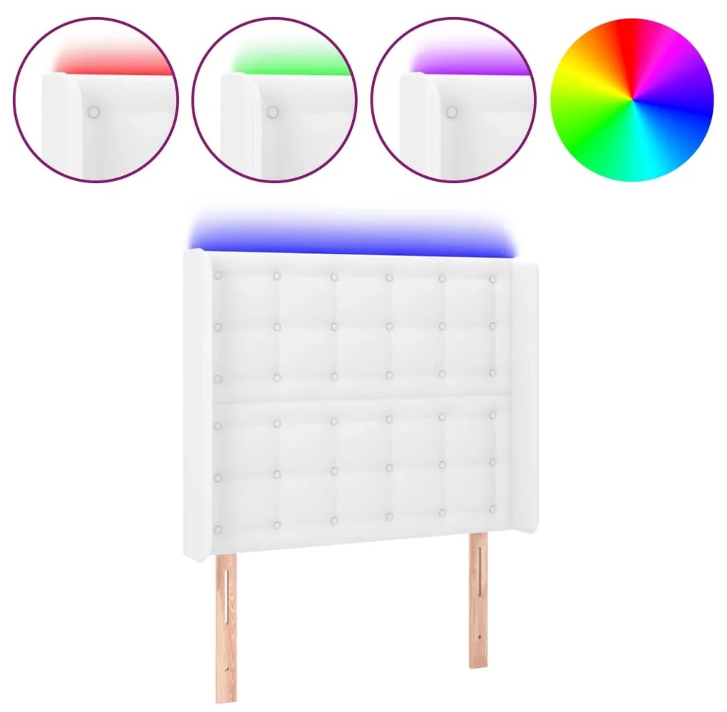 Κεφαλάρι Κρεβατιού LED Λευκό 103x16x118/128 εκ. Συνθετ. Δέρμα 3124133