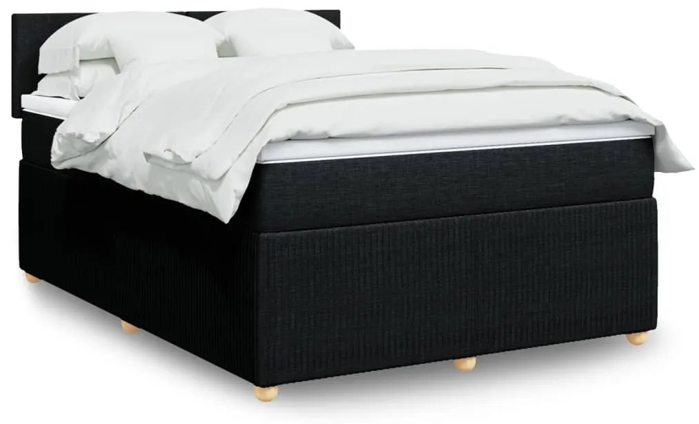 vidaXL Κρεβάτι Boxspring με Στρώμα Μαύρο 140x190 εκ. Υφασμάτινο