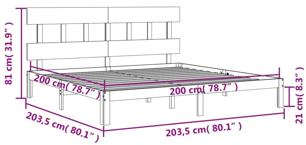 Πλαίσιο Κρεβατιού με Κεφαλάρι Λευκό 200x200 εκ. Μασίφ Ξύλο - Λευκό