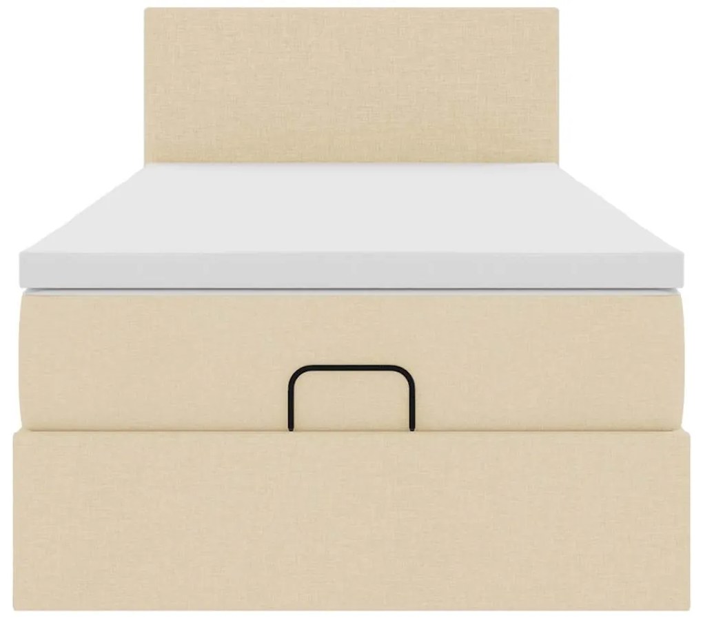 vidaXL Οθωμανικό κρεβάτι με στρώμα Cream 90x190cm ύφασμα