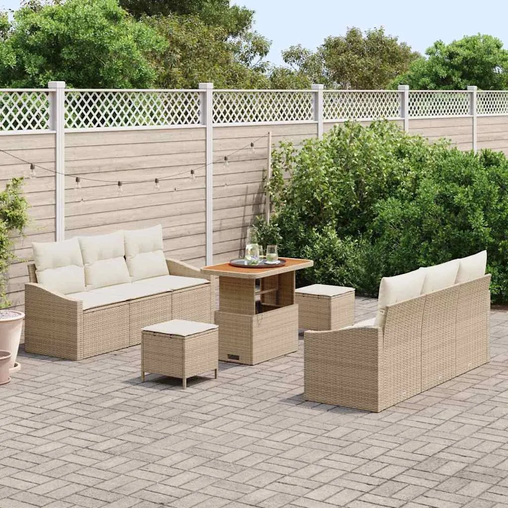 vidaXL Σετ Καναπέ Κήπου 9 pcs Μπεζ και Κρέμα 90 x 55 x 71 cm