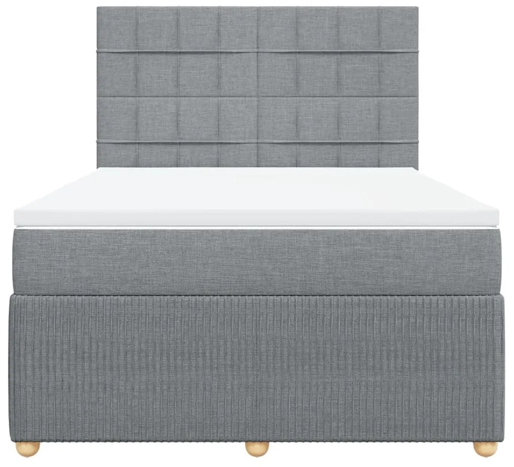 Κρεβάτι Boxspring με Στρώμα Ανοιχτό Γκρι 140x200 εκ. Υφασμάτινο - Γκρι