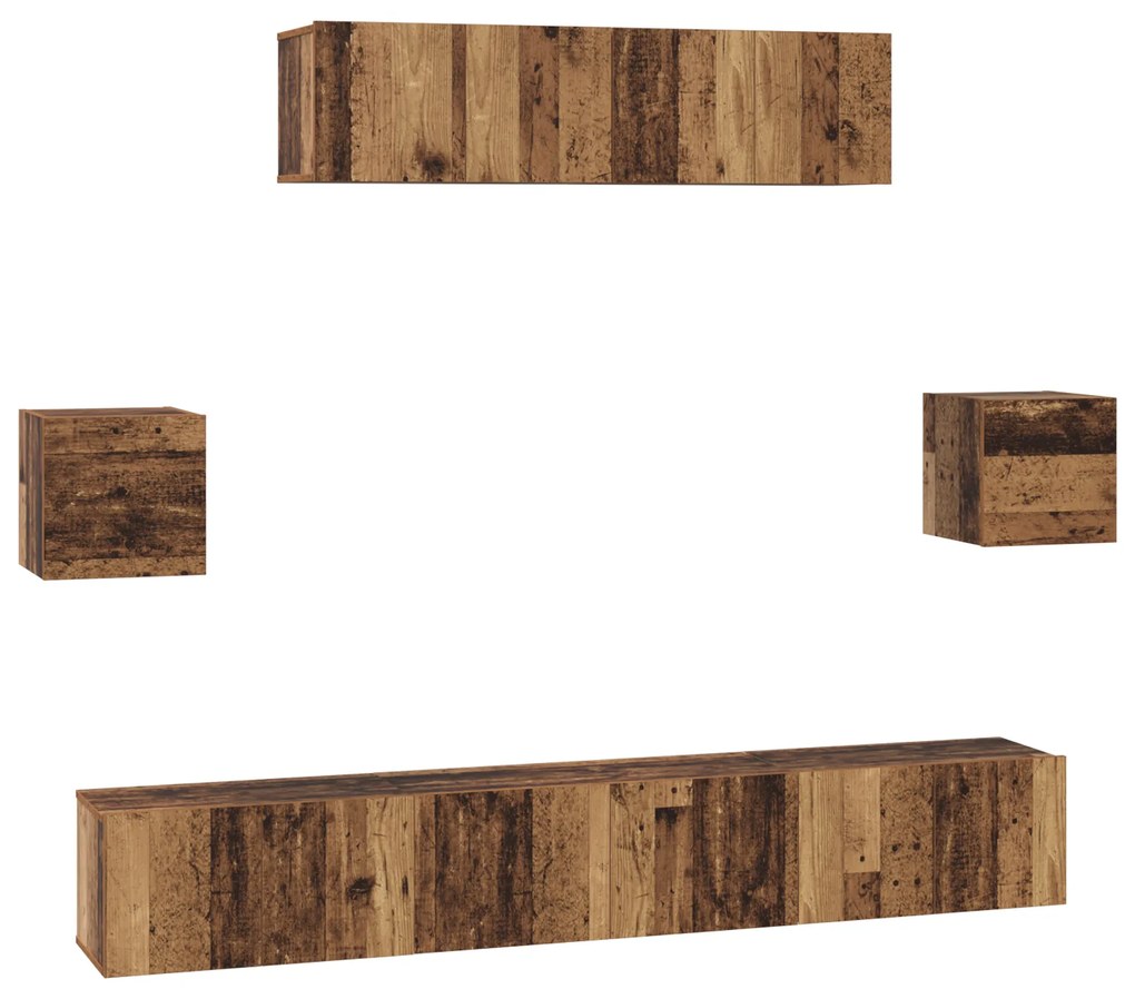 vidaXL Σετ επίπλου τηλεόρασης 7 pcs Παλαιό ξύλο 80 x 30 x 30 εκ
