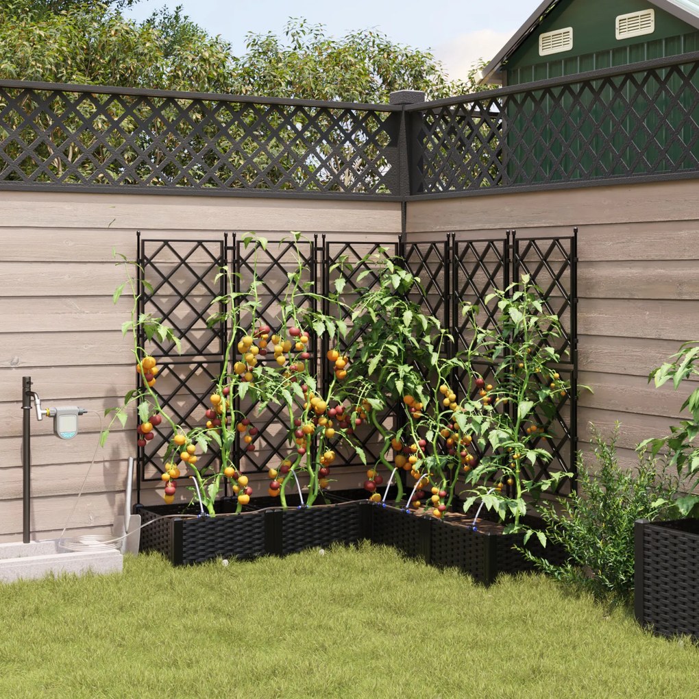 vidaXL Γλάστρες Κήπου 1 τεμ Καφασωτό Μαύρο 120 x 120 x 126 cm Πλαστικό