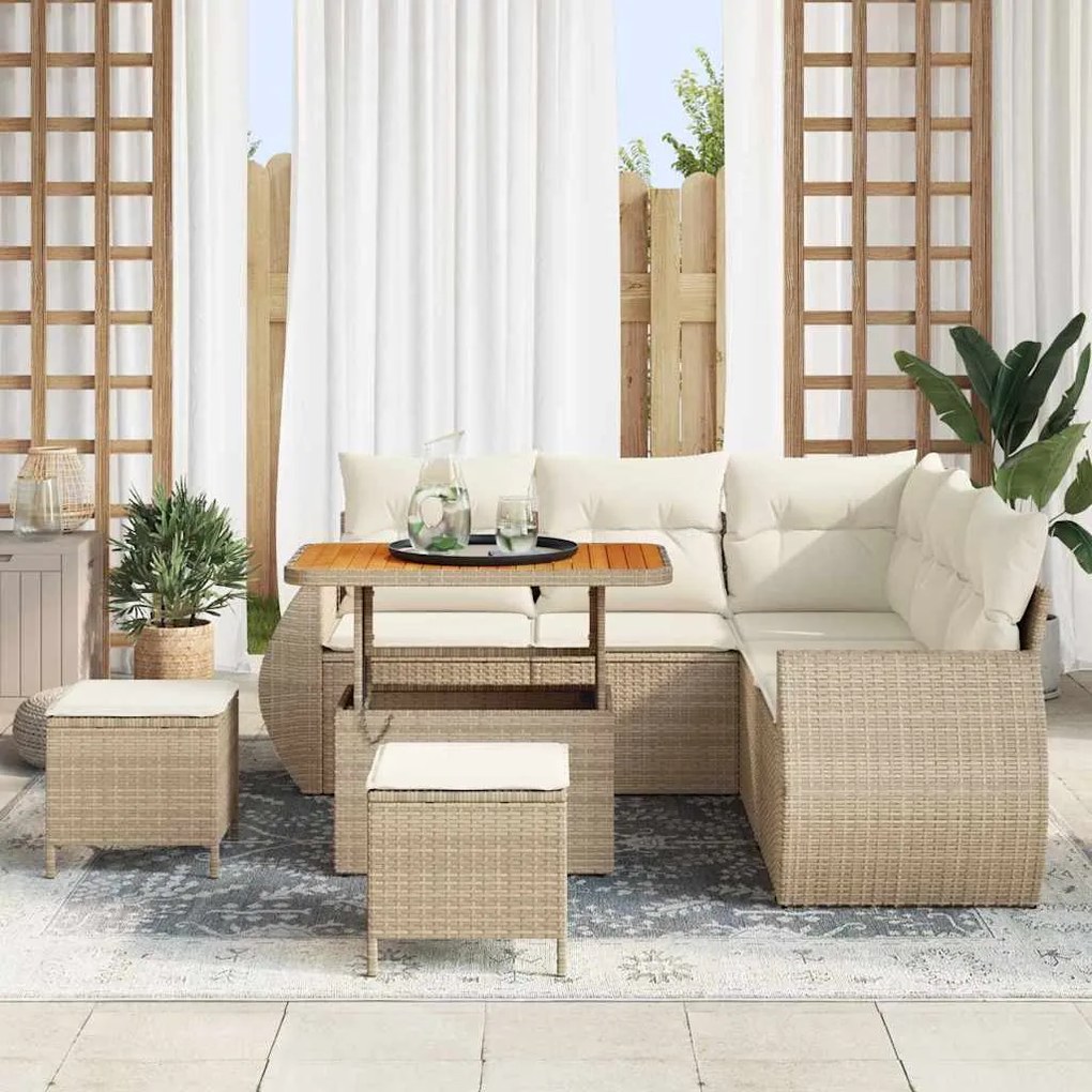 vidaXL Σετ Καναπέ Κήπου 8 pcs Μπεζ συνθετικό ρατάν