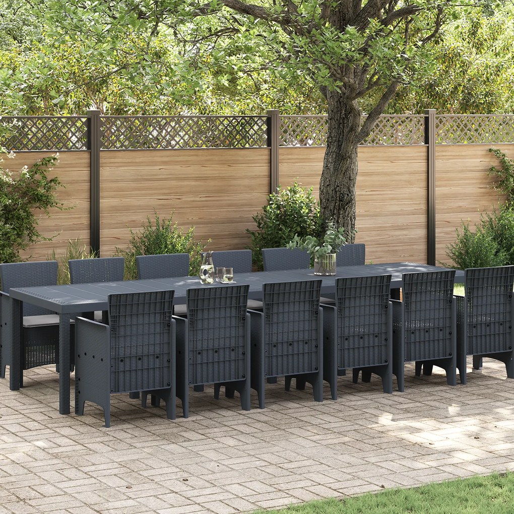 vidaXL Σετ Τραπεζαρίας Κήπου με Μαξιλάρια 13 pcs Ανθρακί