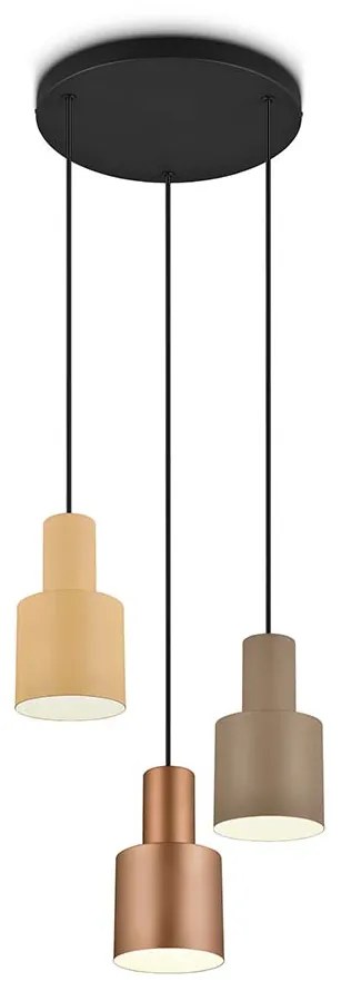 Φωτιστικό Κρεμαστό Trio Lighting Agudo 319430317 Μαύρο Ματ με Πολύχρωμα Αμπαζούρ