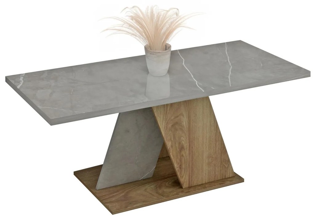 Τραπεζάκι σαλονιού DILE C9528.02 Μελαμίνη σε Stone Texture Γκρί - Φυσικό 110x55x47Υεκ. 110x55x47 εκ.